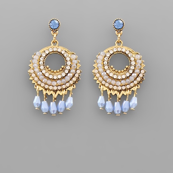 Multi Bead Circle & Dangle Earrings - Picture 2 of 2